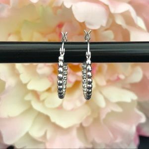 Sterling Silver Beaded Hoop Earrings
